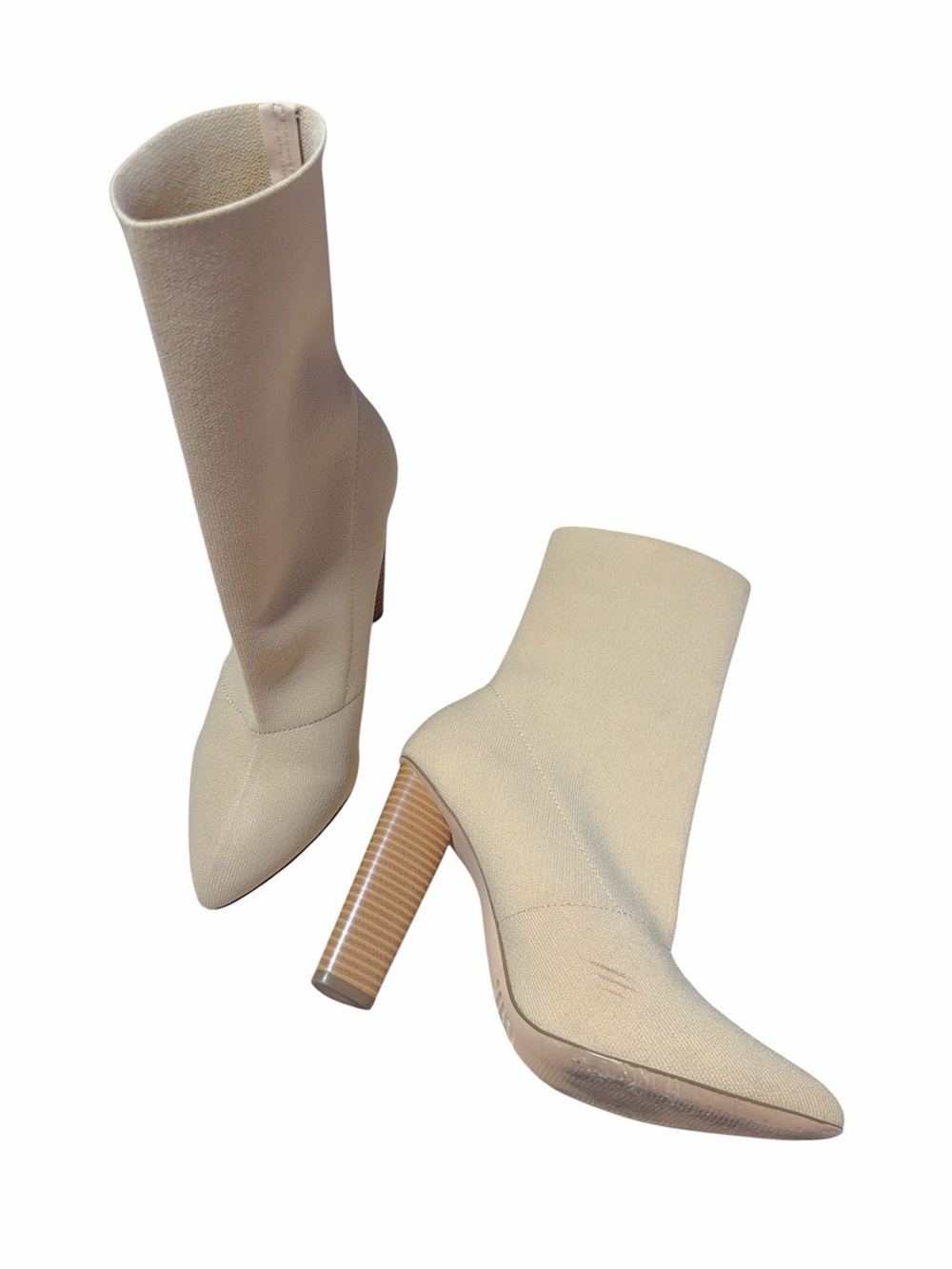 G by Guess Beige Knit Fabric Sock Boots Heels Womens 8.5